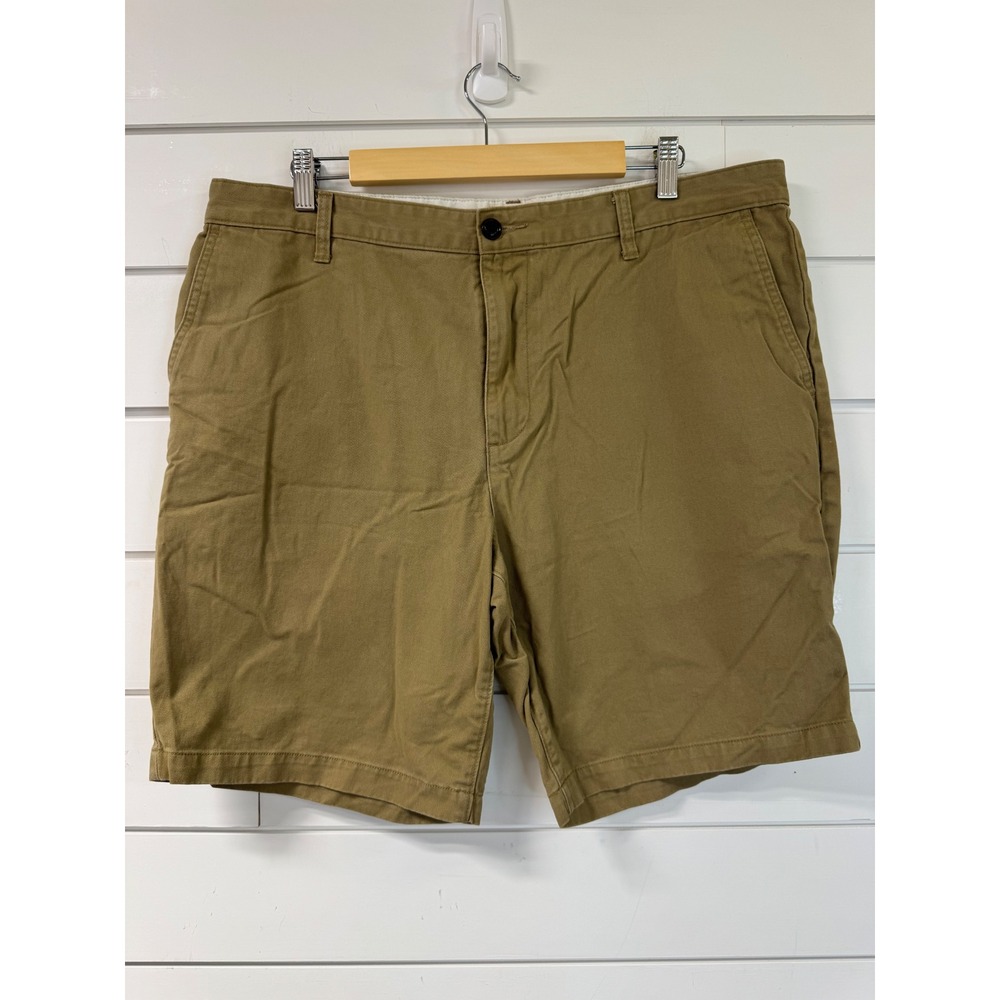 Dockers Mens Chino Shorts Khaki Tan 100% Cotton Flat Front Casual Size 36 37